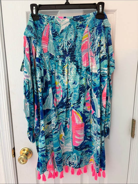 Lilly Pulitzer Dresses & Skirts - Lilly Pulitzer Turquoise Blue Pink Sailboat Mini Dress